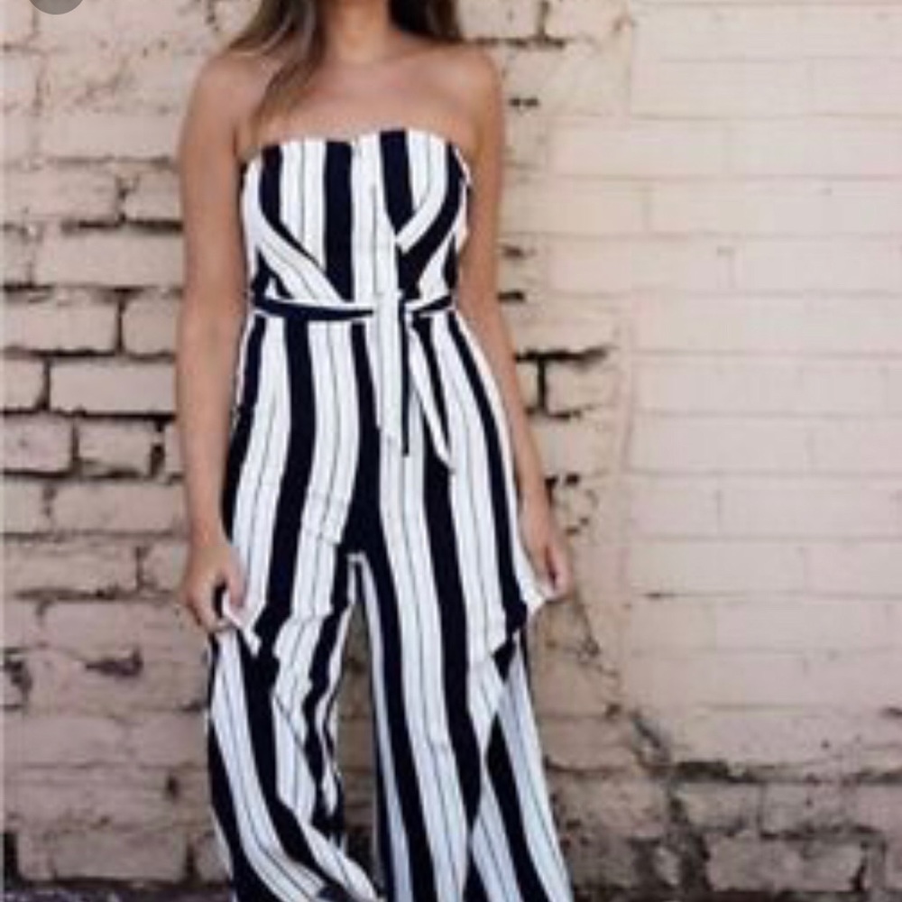 Navy and White Jumpsuit